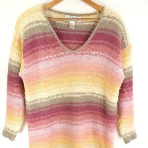 Vtg Katy D Sweater Women's 14/16 Mohair Blend Multicolor Stripes Kathryn Deene